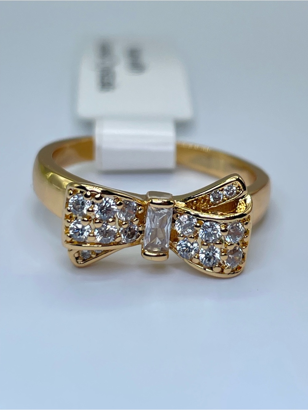 Swarovski Crystal Elements White Swarovski Elements Bow Ring Size 8 Minimalist